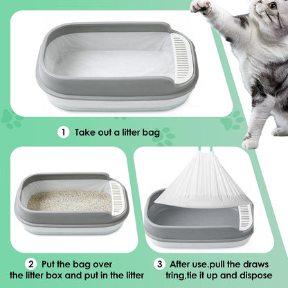 FortiCrest 30 count pack of jumbo size cat pan trash bags packaging layout