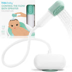 Frida Baby Control The Flow Bathtub Sprayer Attachment front view showing the spray head and dual silicone attachments for baby bath time.