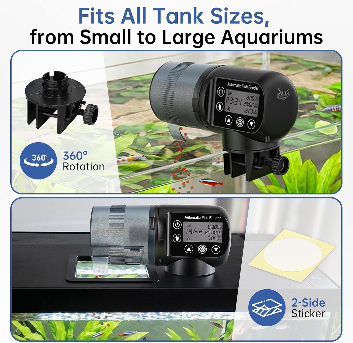 Battery compartment view of a cordless automatic turtle feeder running on double A batteries.