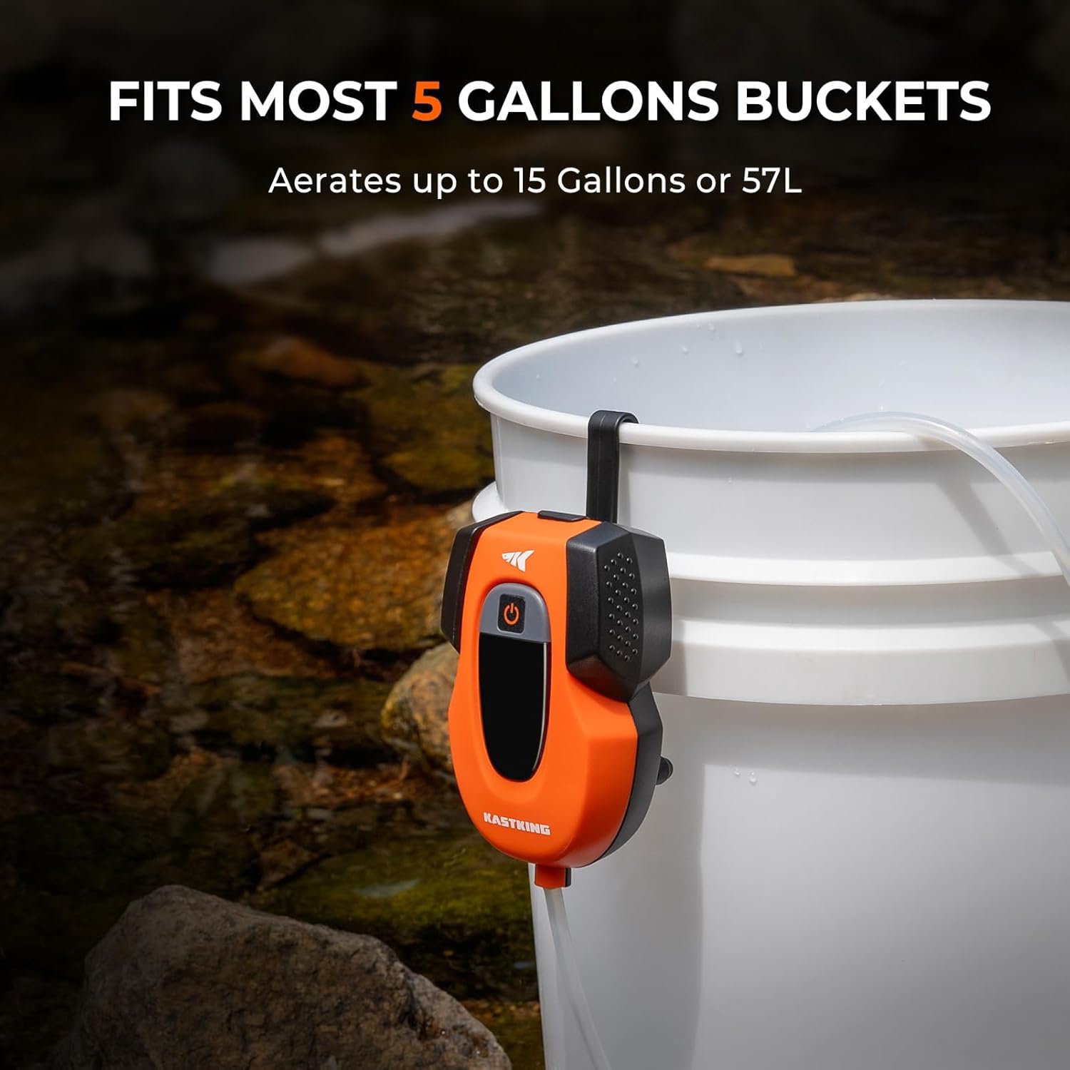 KastKing Li3 bait bucket pump with flip-up mounting hook