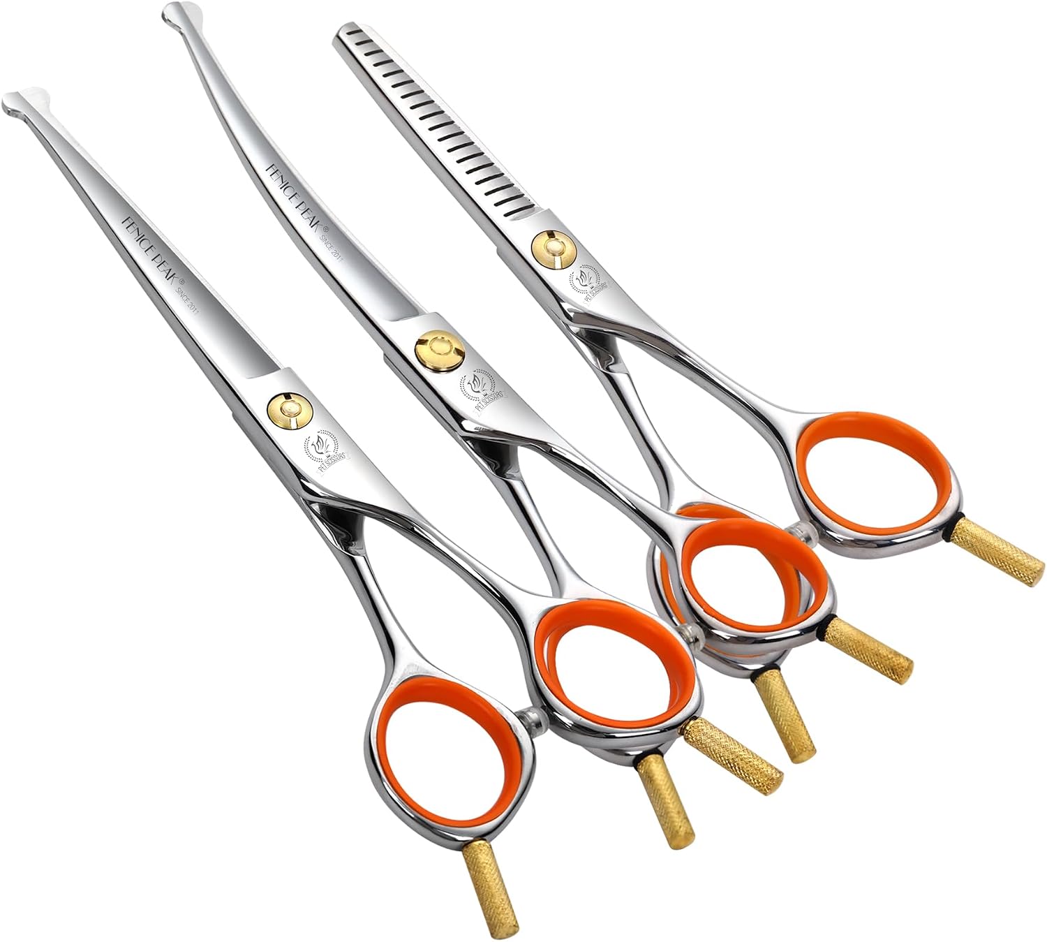 Ergonomic finger grip design on Fenice Peak scissors