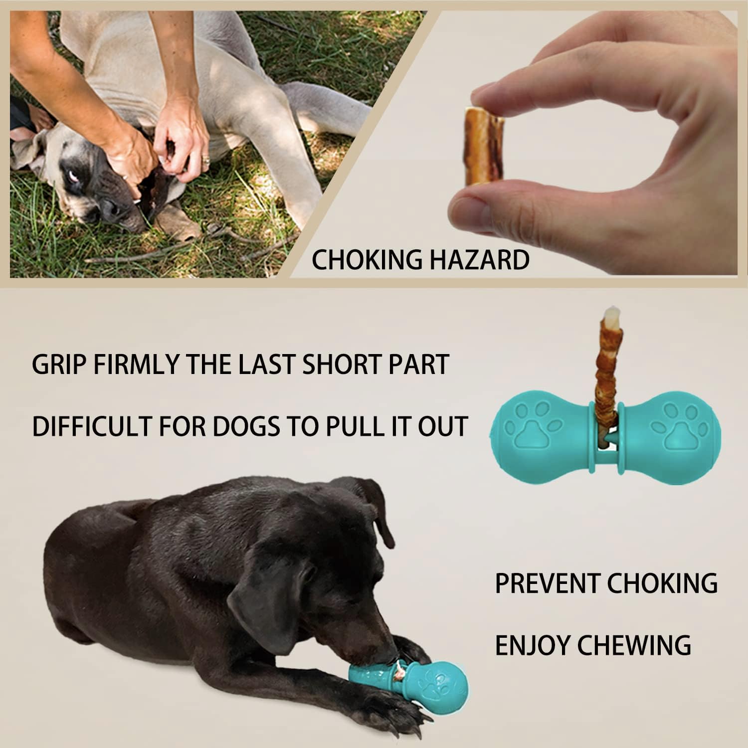 BoniVet dog chew holder showing adjustable twist mechanism