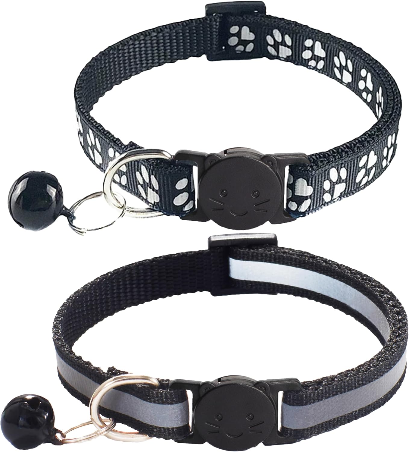 2 Pack Breakaway Cat Collars with Bells, Reflective Design and Claw Print Design, Safety Buckle, Adjustable 7.5-12.5 Inches for Kittens & Cats (Rose) - Image 11
