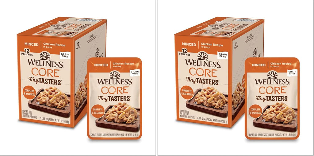 Wellness CORE Tiny Tasters Flaked Adult Wet Cat Food, Natural, Protein Rich, Grain Free, Tuna and Salmon Recipe, 1.75 oz, Pack of 12 Pouches - Image 11