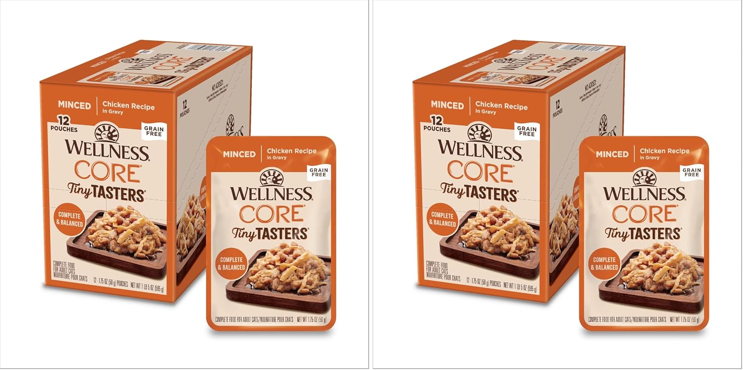 Wellness CORE Tiny Tasters Flaked Adult Wet Cat Food, Natural, Protein Rich, Grain Free, Tuna and Salmon Recipe, 1.75 oz, Pack of 12 Pouches - Image 11
