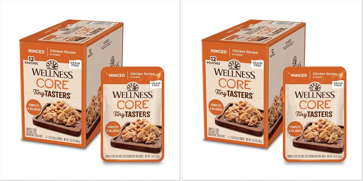 Wellness CORE Tiny Tasters Flaked Adult Wet Cat Food, Natural, Protein Rich, Grain Free, Tuna and Salmon Recipe, 1.75 oz, Pack of 12 Pouches - Image 11