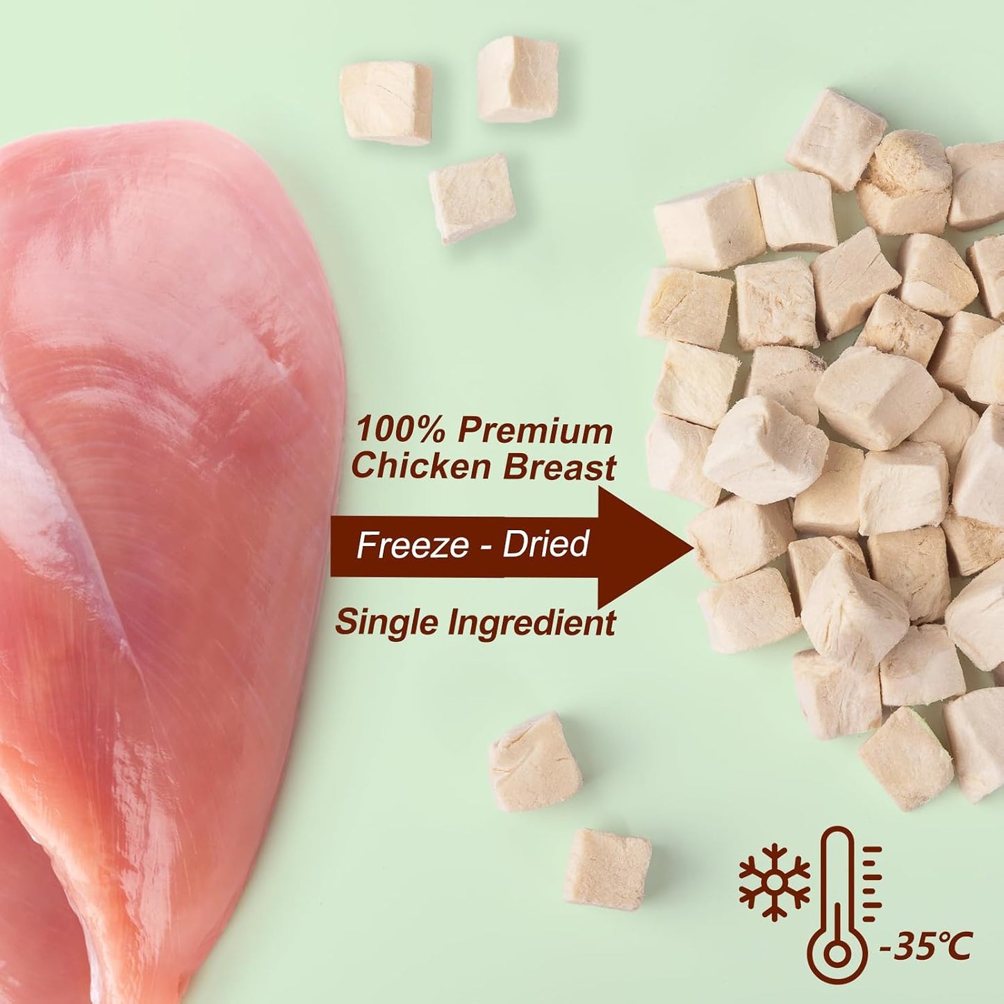 High protein grain free freeze dried chicken cat food topper cubes