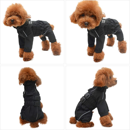 Windproof and snow proof pet suit for wet weather outdoor walks