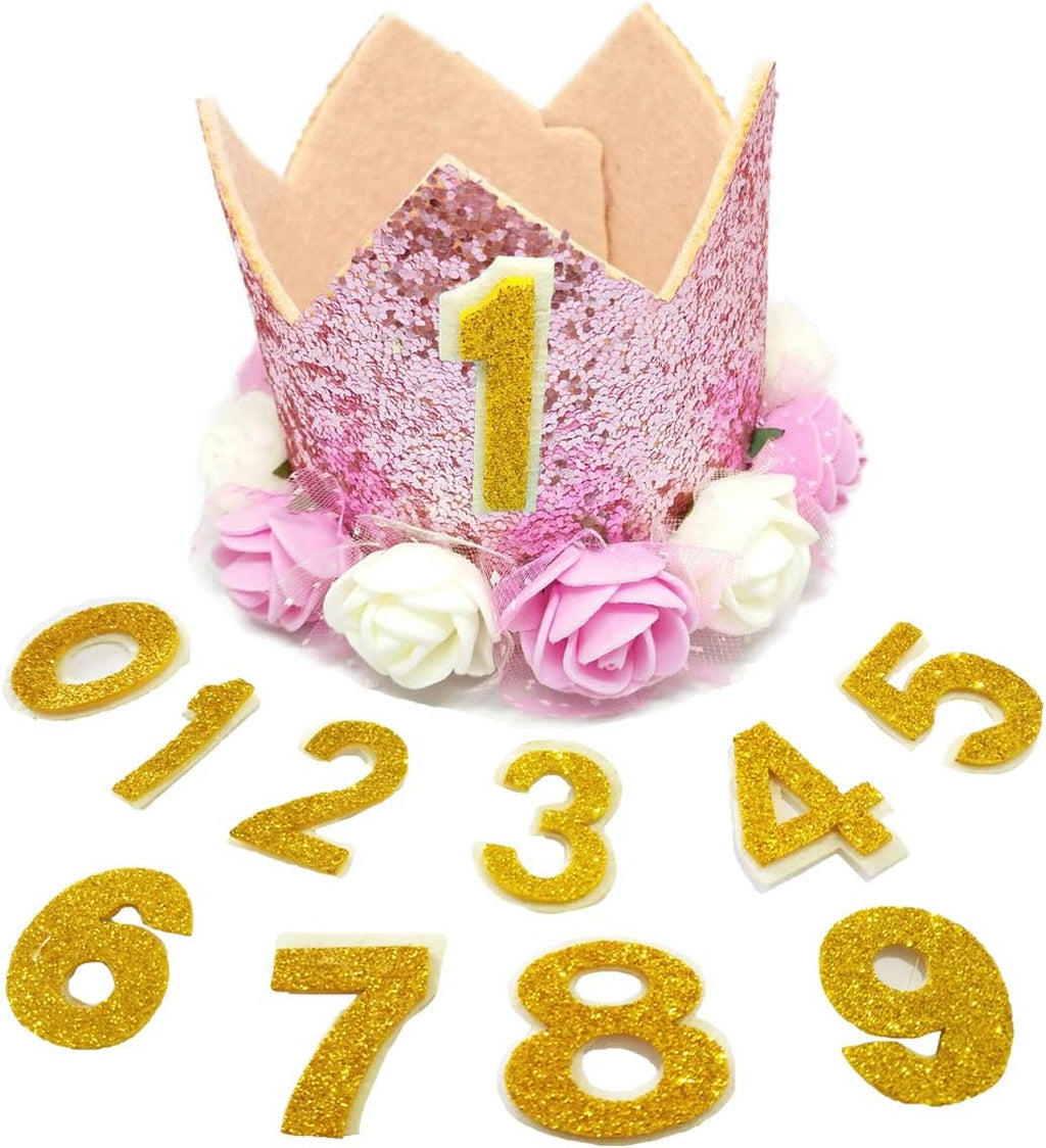 Pet Show pink crown birthday hat front view for dogs
