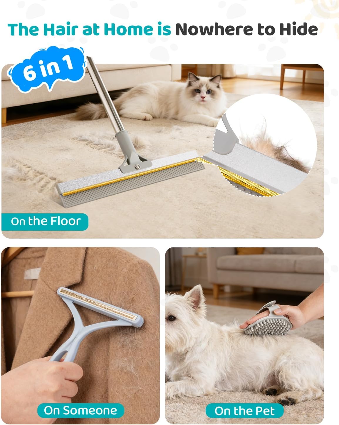 3 piece carpet scraper set for pet hair removal