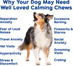 Veterinarian recommended dog calming supplement with natural chamomile and valerian root