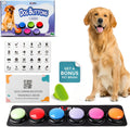 A-URA dog talking buttons front view of six colored recordable buzzers on mat