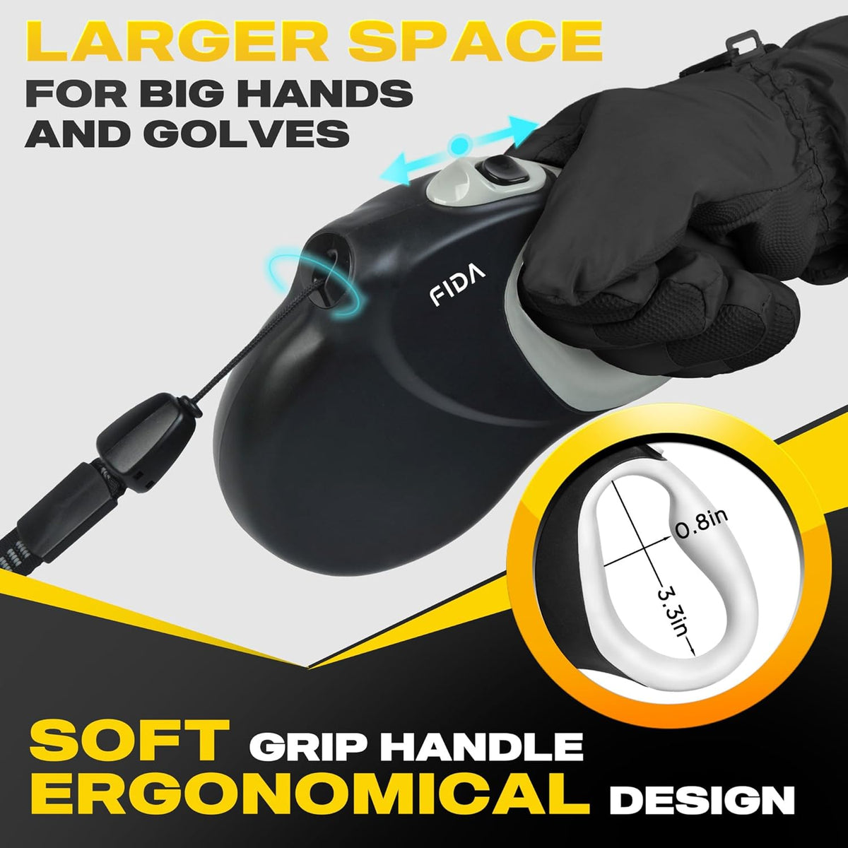 Fida retractable leash size comparison for large dogs