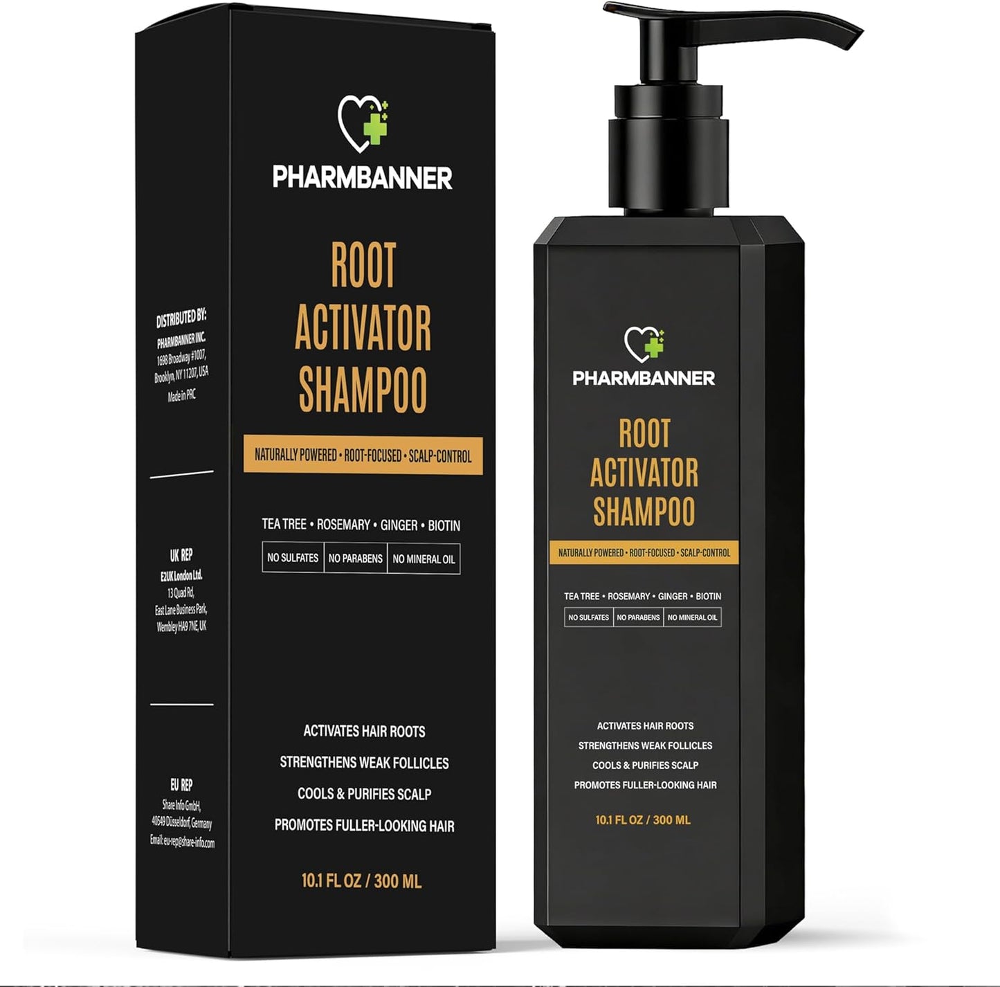 SPARTAN Root Activator Shampoo for Men front view bottle with black pump dispenser