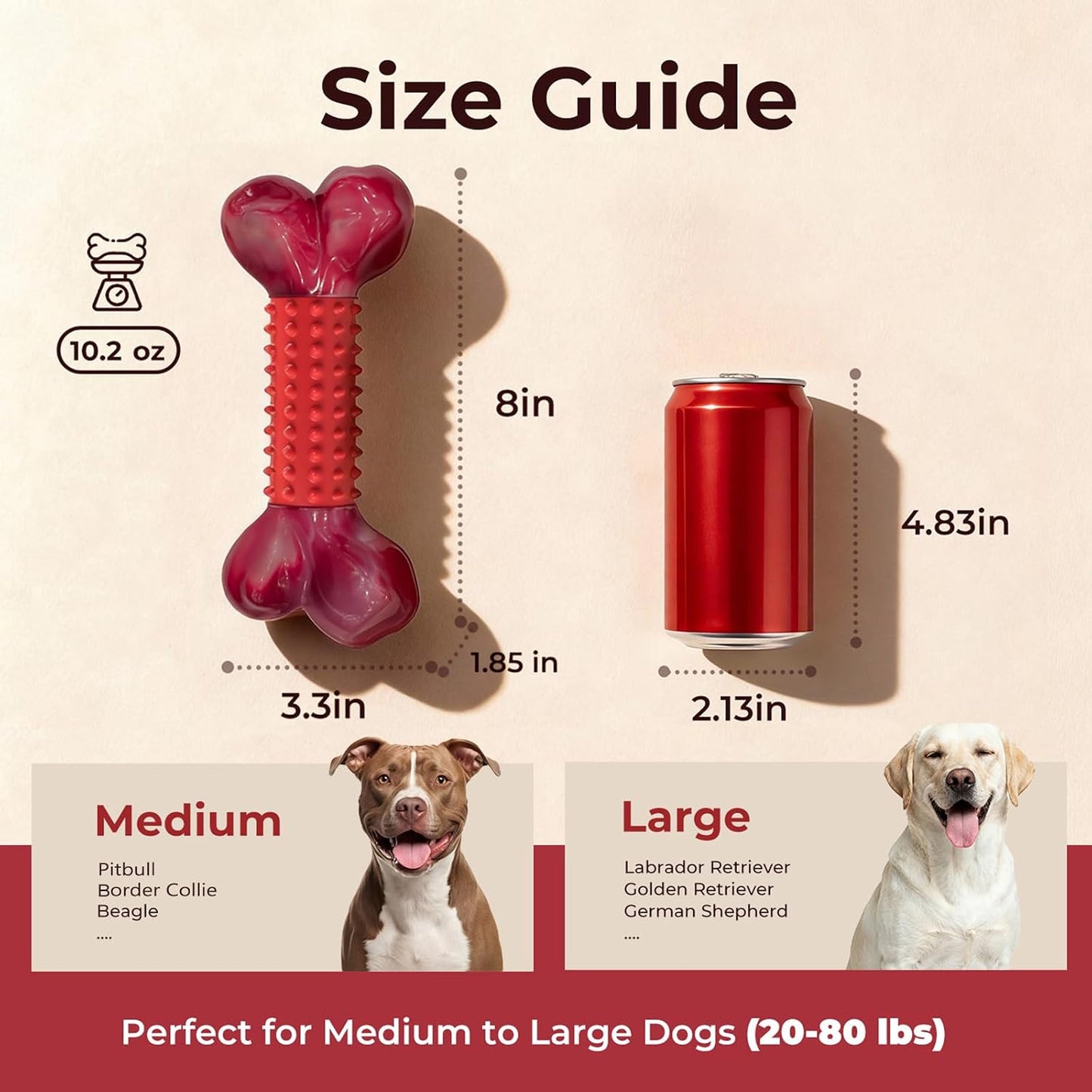 Durable dog toy for aggressive chewers red color