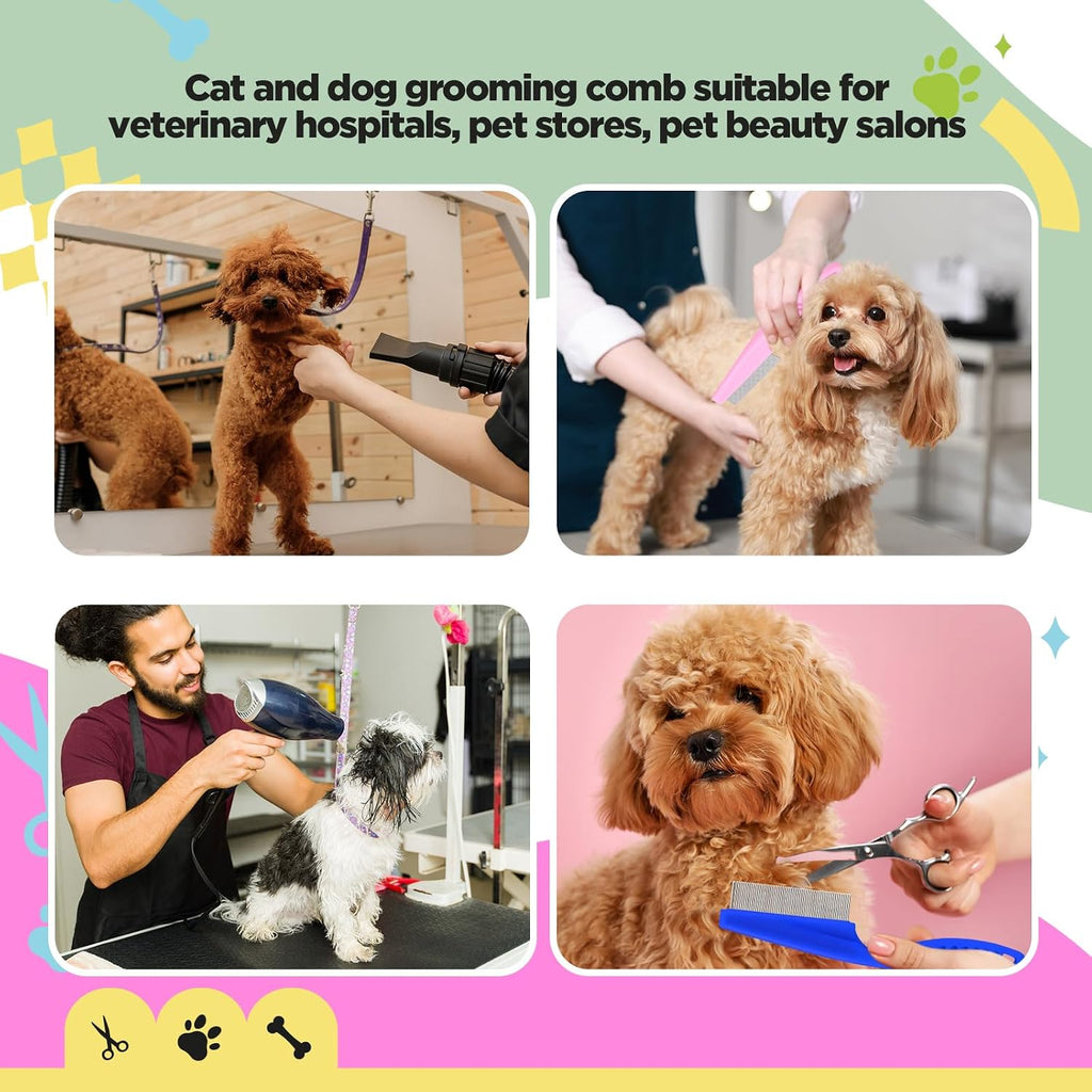 Multi-colored dog and cat flea removal combs