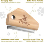 Painless pet hair undercoat rake showing the blunt-tipped safety pins.