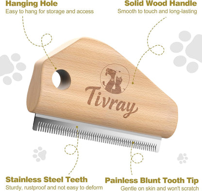 Painless pet hair undercoat rake showing the blunt-tipped safety pins.