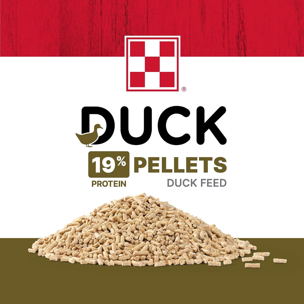 Nutritional information panel on the back of the Purina duck feed bag