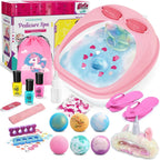 Bobuexer Yoloflix spa day gift set front view featuring pink foot tub and accessories