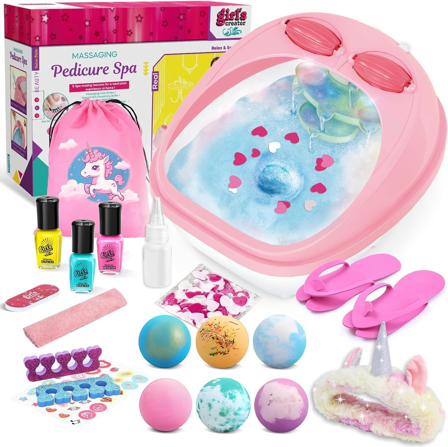 Yoloflix Spa Day Gift Set for girls front view of foot bath