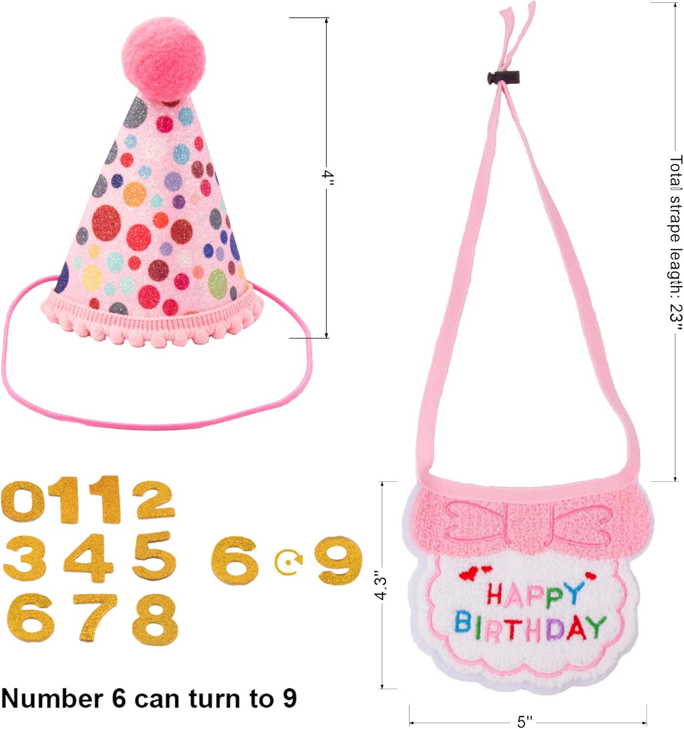 Adjustable cat birthday bandana and bow tie set