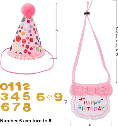 Adjustable cat birthday bandana and bow tie set