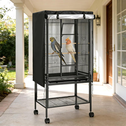 Weather resistant sound sleep bird cage enclosure side view showing accurate dimensions