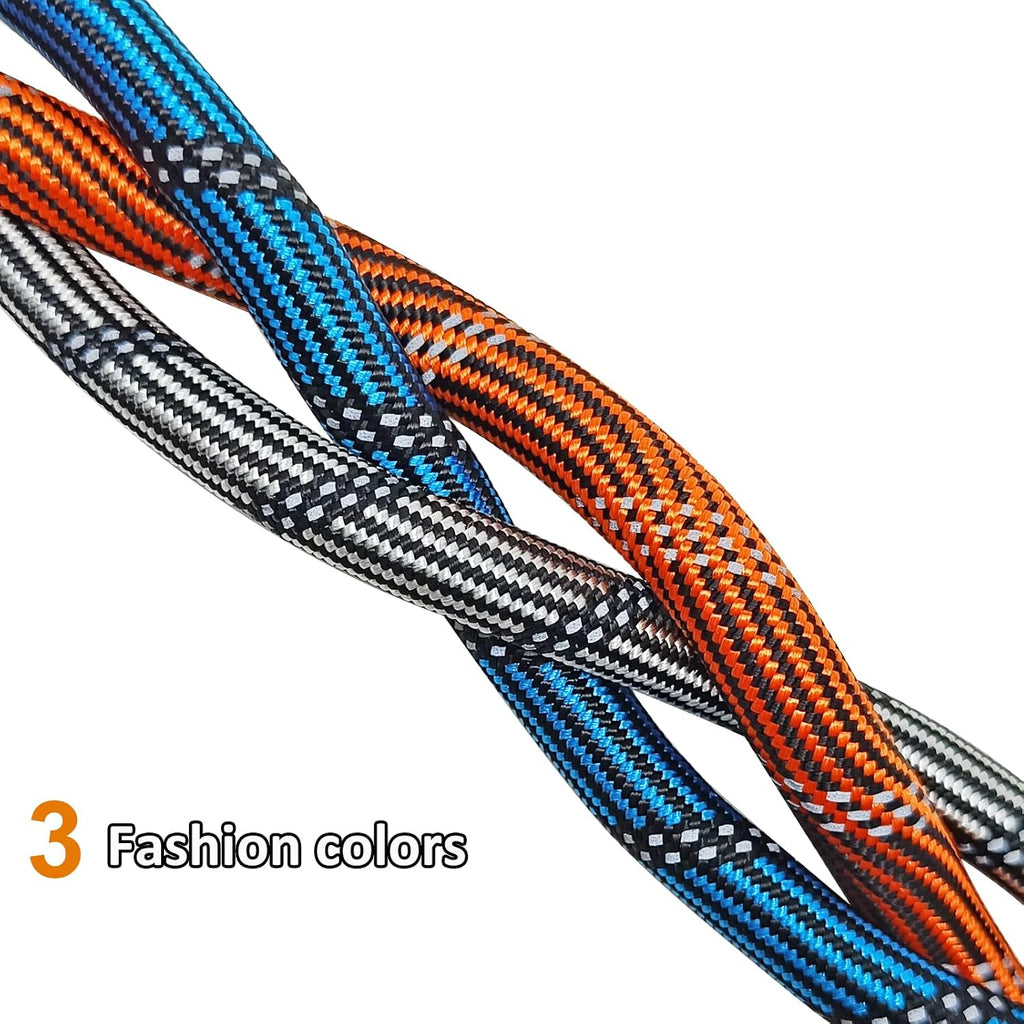 Reflective safety stitching on blue dog leash