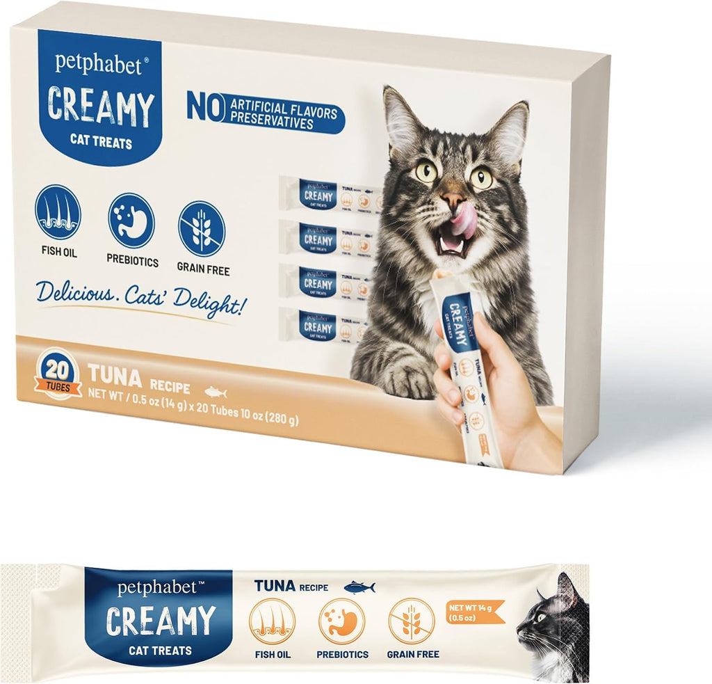 PETPHABET Lickable Cat Treats Squeeze, Creamy Puree Squeezable Wet Kitten Treats, 4 Flavors Variety Pack 20 Tubes, Paste Snacks for Skin & Coat Health, Digestive Care, High Protein, Grain Free - Image 10