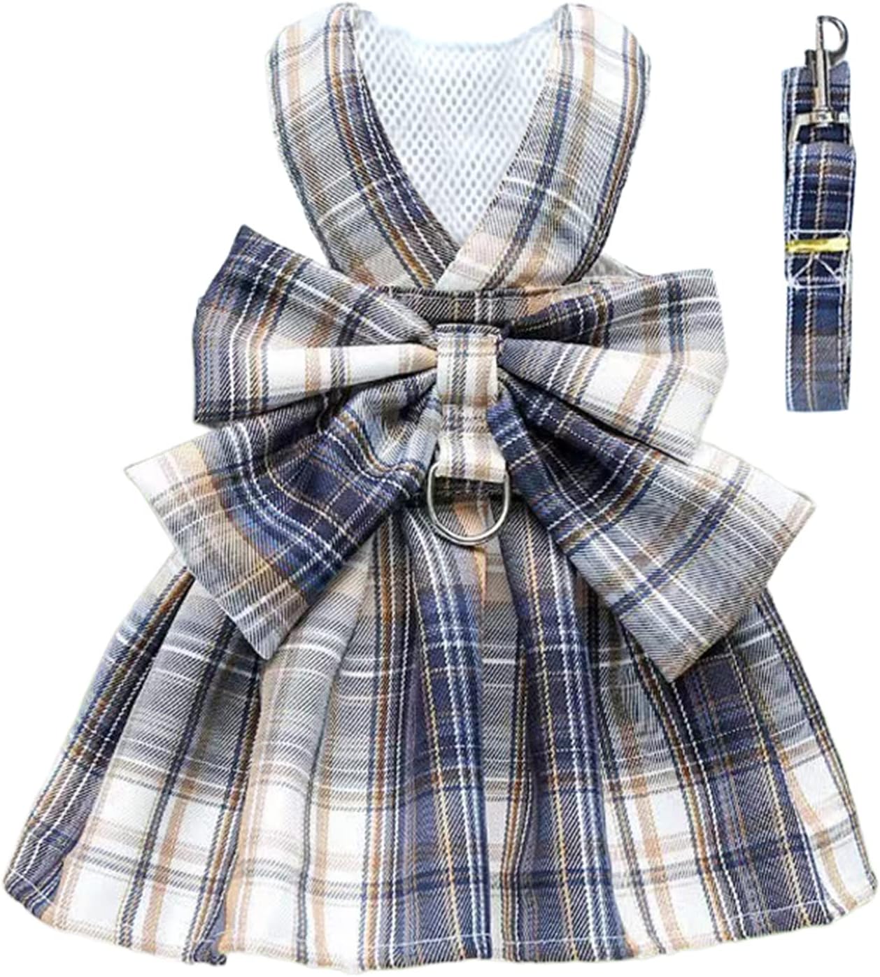 PETCARE Plaid Dog Dress Bow Tie Harness Leash Set for Small Dogs Cats Girl Cute Princess Dog Dresses Spring Summer Puppy Bunny Rabbit Clothes Chihuahua Yorkies Pet Outfits - Image 10