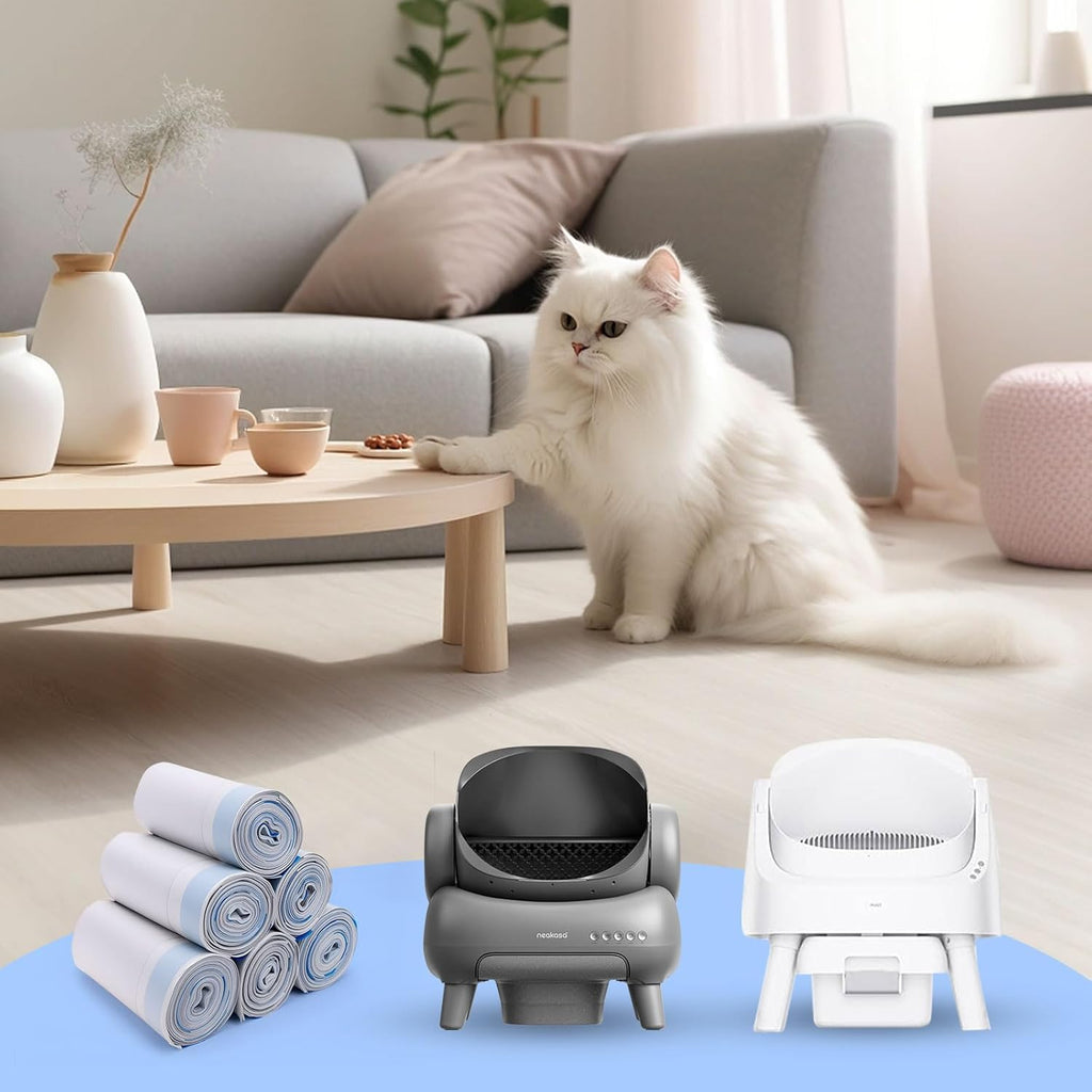 Loveishere automatic litter box liners lifestyle view highlighting hygienic waste management.