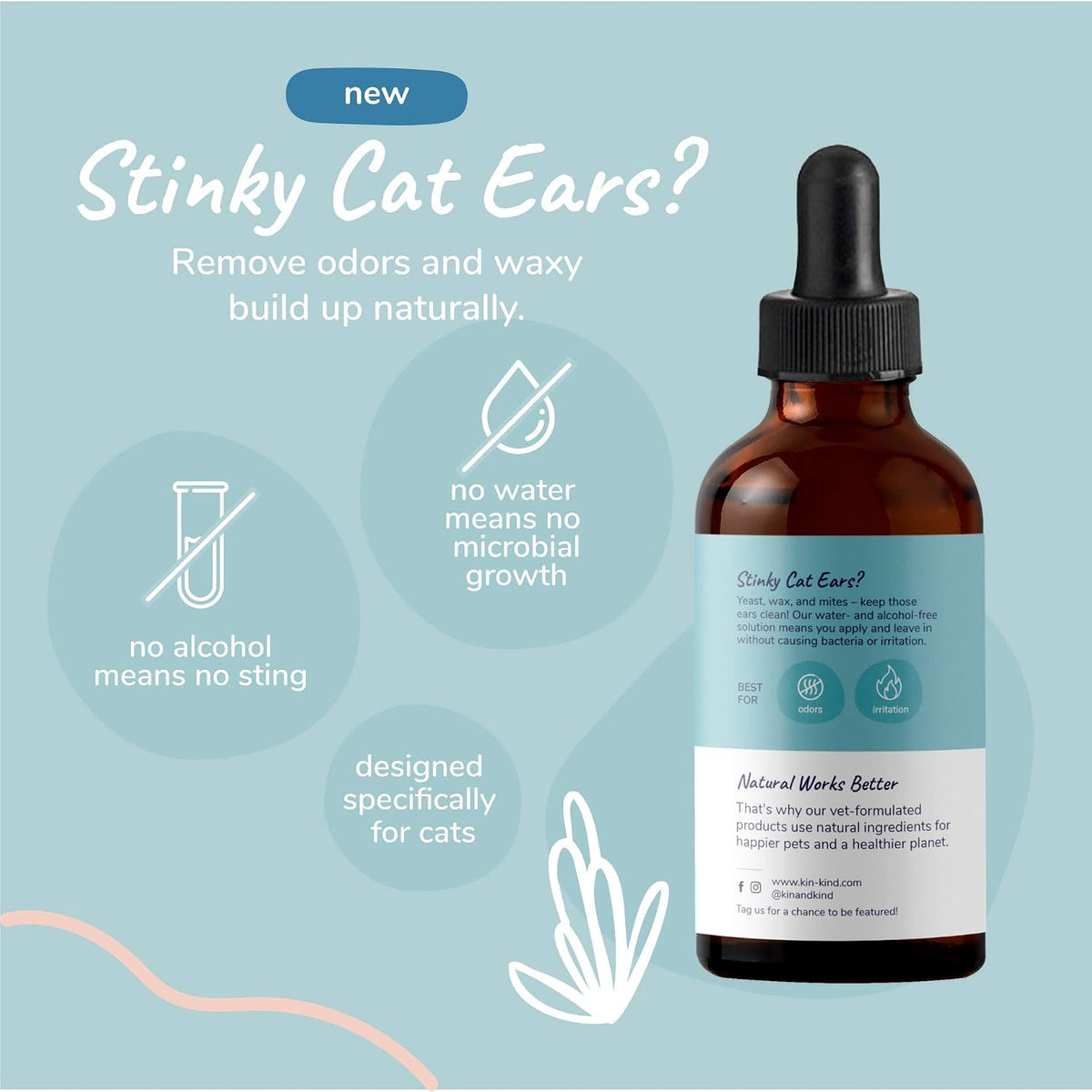 Kin+Kind cat ear drops natural vet formula