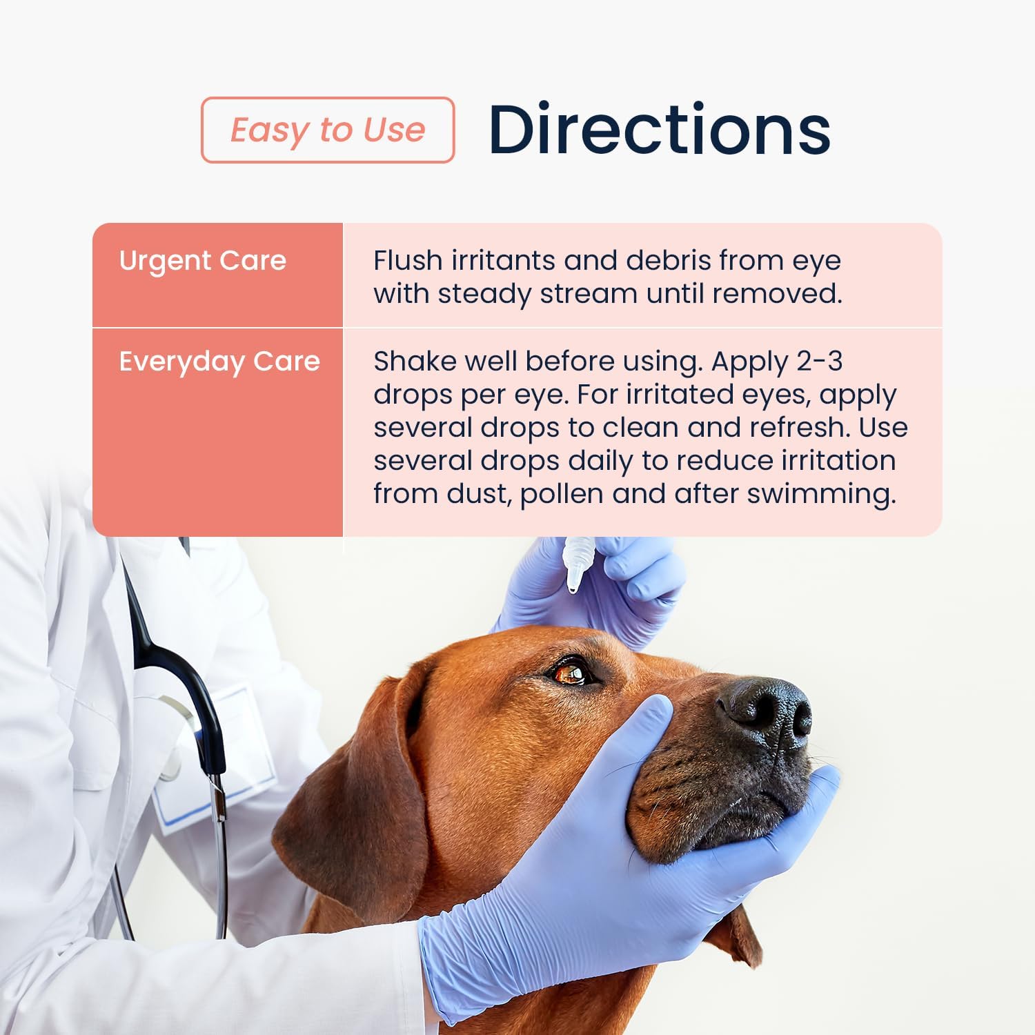 Authentic USA imported dog eye flush ingredients label