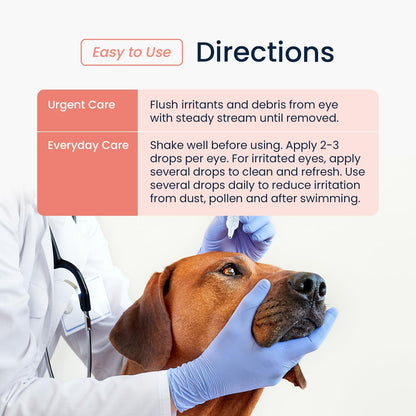 Authentic USA imported dog eye flush ingredients label