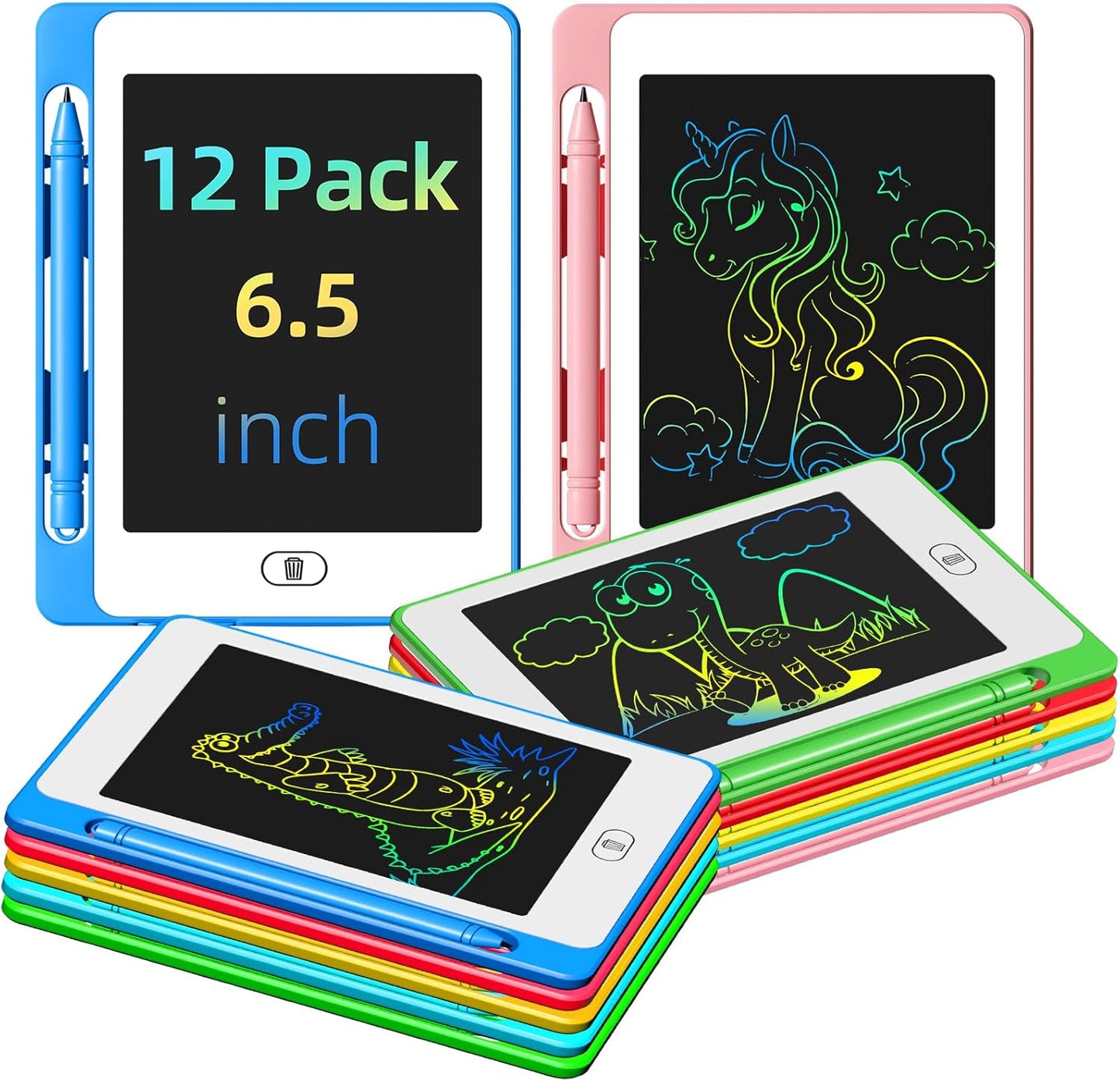 Omxdg 12 pack LCD writing tablets for kids front view