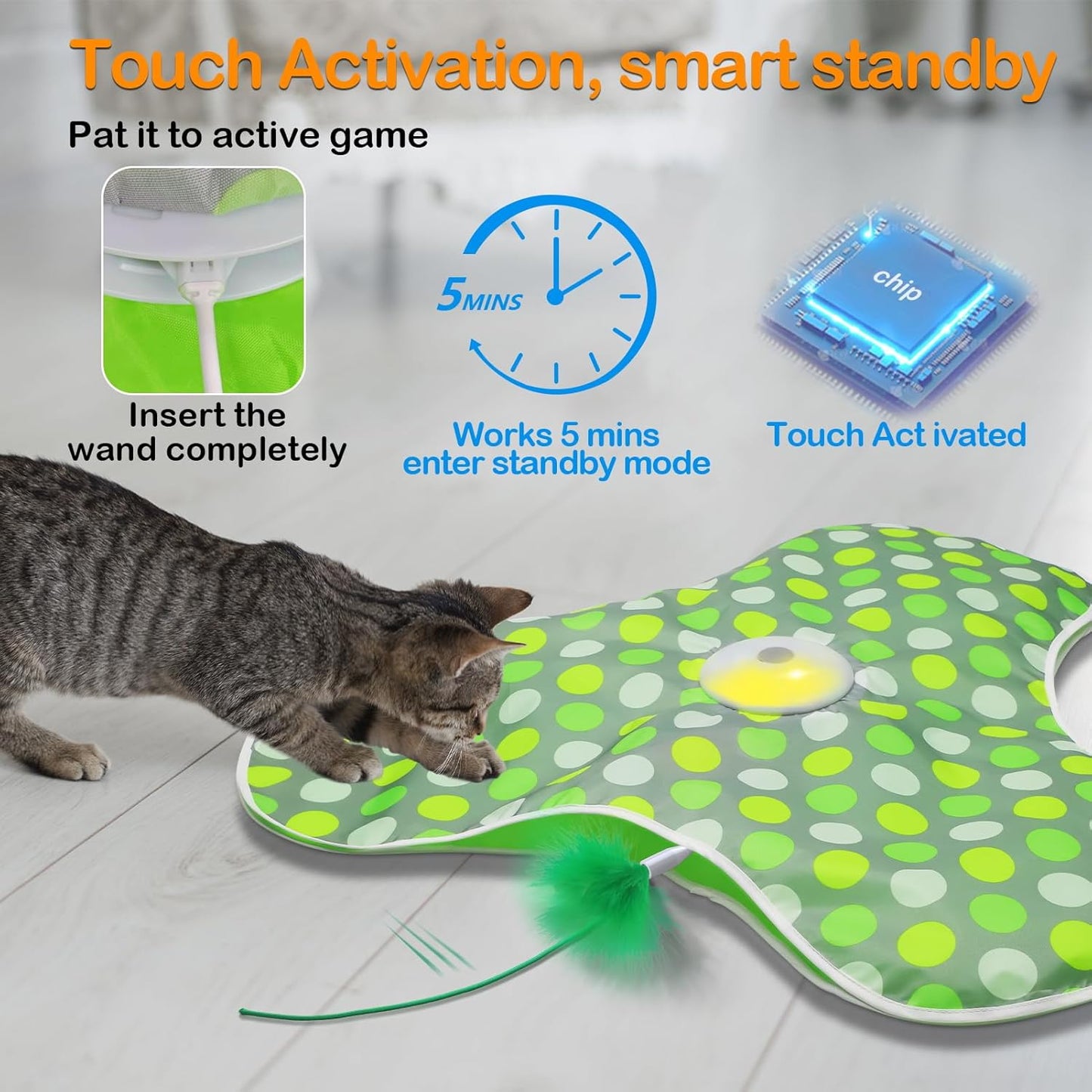 Umosis touch activated electronic kitten teaser toy with realistic mouse sound feature