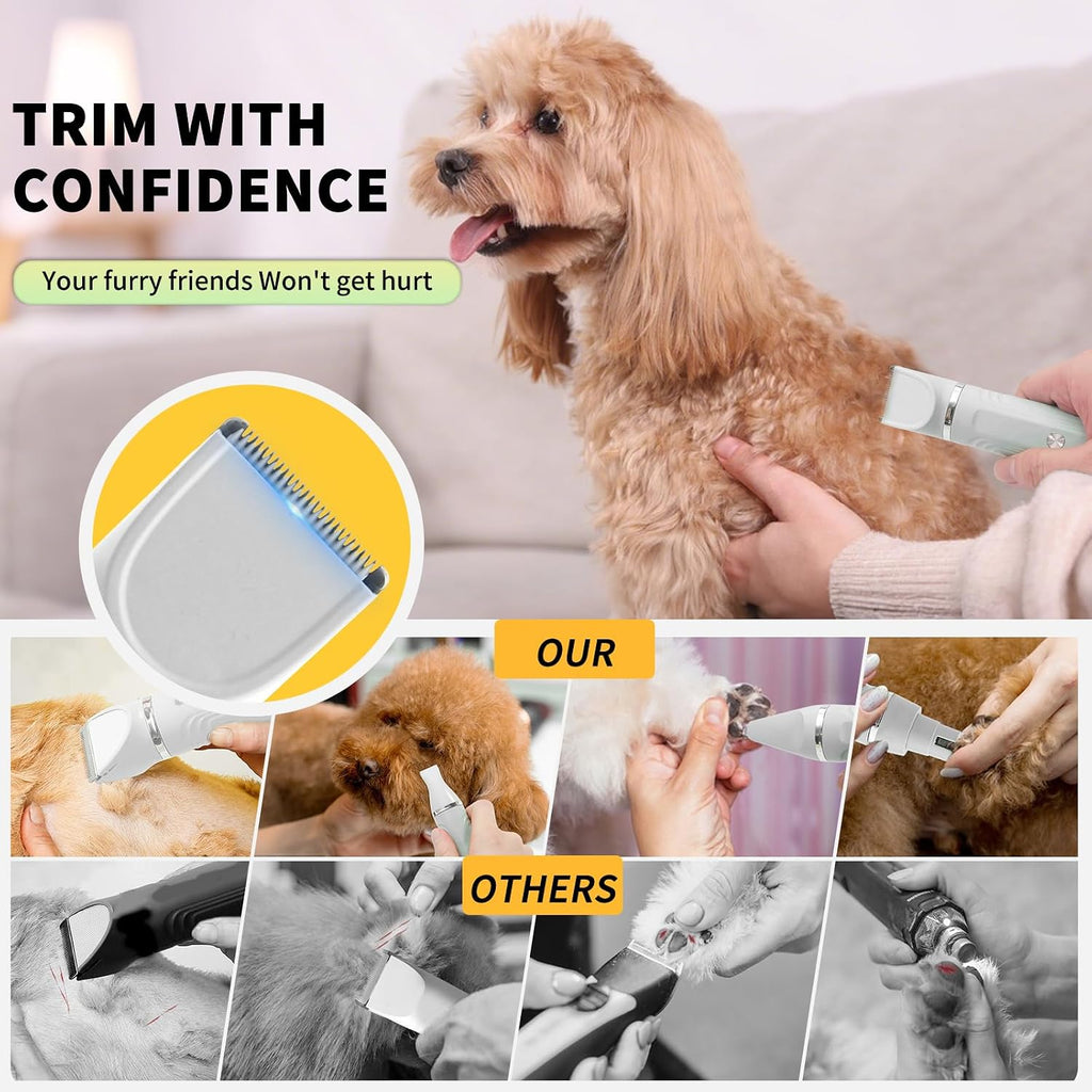 Edlis low noise pet grooming clippers package contents with guide combs and brush