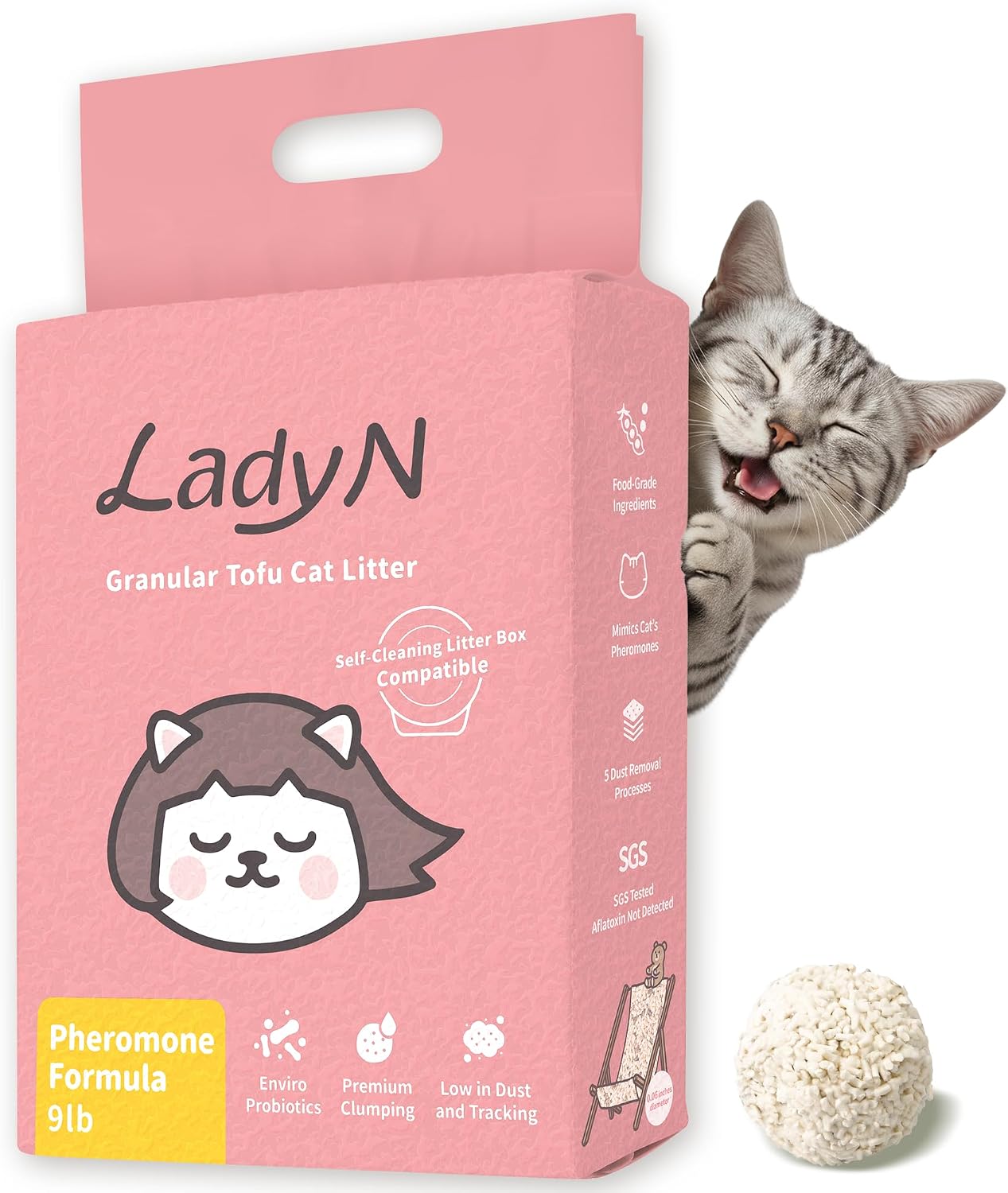 Lady N Cat Attract Tofu Litter - Natural Attractant Formula for Litter Box Training, Calming Pheromone for Multi-Cat Homes, Classic Pellet Shape for Standard Litter Box 9lb - Image 11
