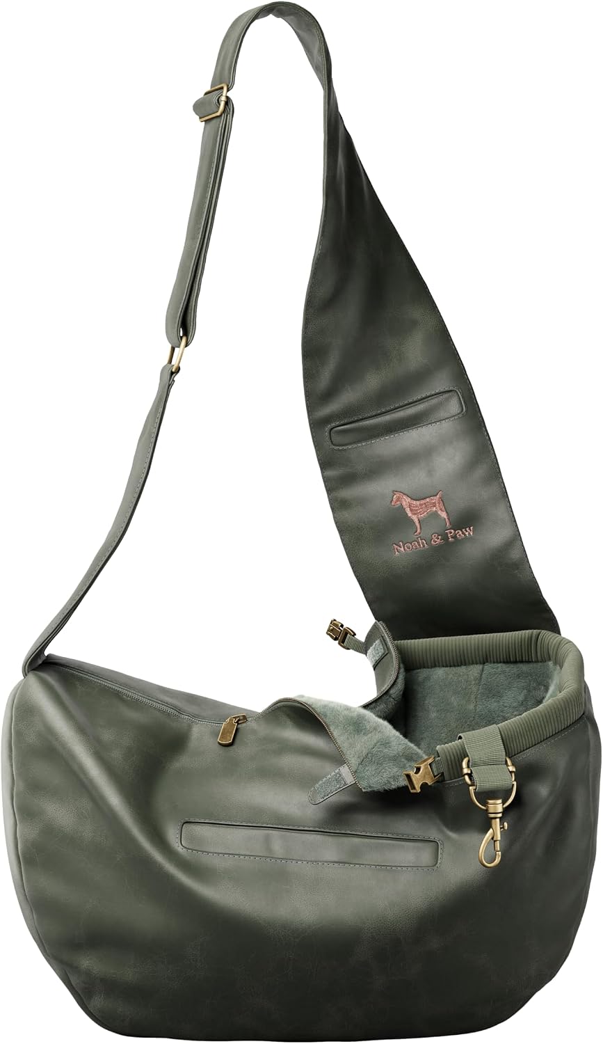 Noah & Paw Dog Sling Carrier for Small Dogs 5-18lb, Dog Sling for Small Dogs and Cats, Dog Carrier with Adjustable Padded Strap, Vegan Leather Lined with Fur, 3X Safety Features, Machine Washable - Image 12