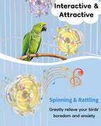 Side profile of acrylic bird wheel toy for cockatiels.