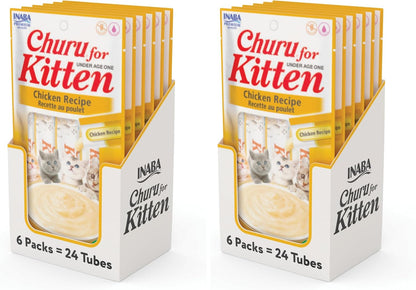 INABA Churu for Kittens, Lickable, Squeezable Creamy Pure Cat Treat with Green Tea Extract & Taurine, 0.5oz. Each Tube, 20 Tubes, Tuna & Chicken Variety - Image 9