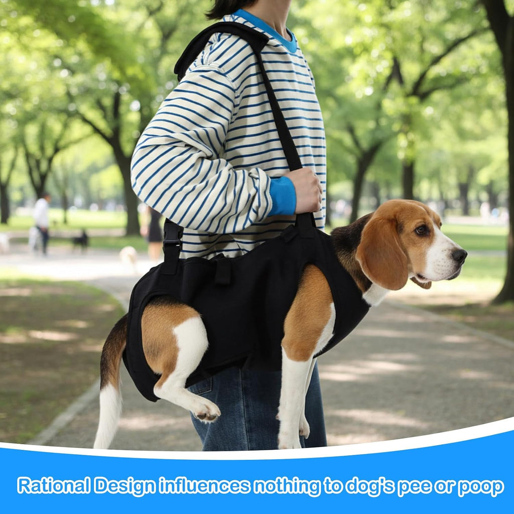 Shinylin Dog Carry Sling Emergency Backpack Pet Legs Support and Rehabilitation Dog Lift Harness Adjustable Lifting Straps Carrier for Senior Dogs Joint Injuries, Arthritis, Hiking, Skiing, Black(L) - Image 4