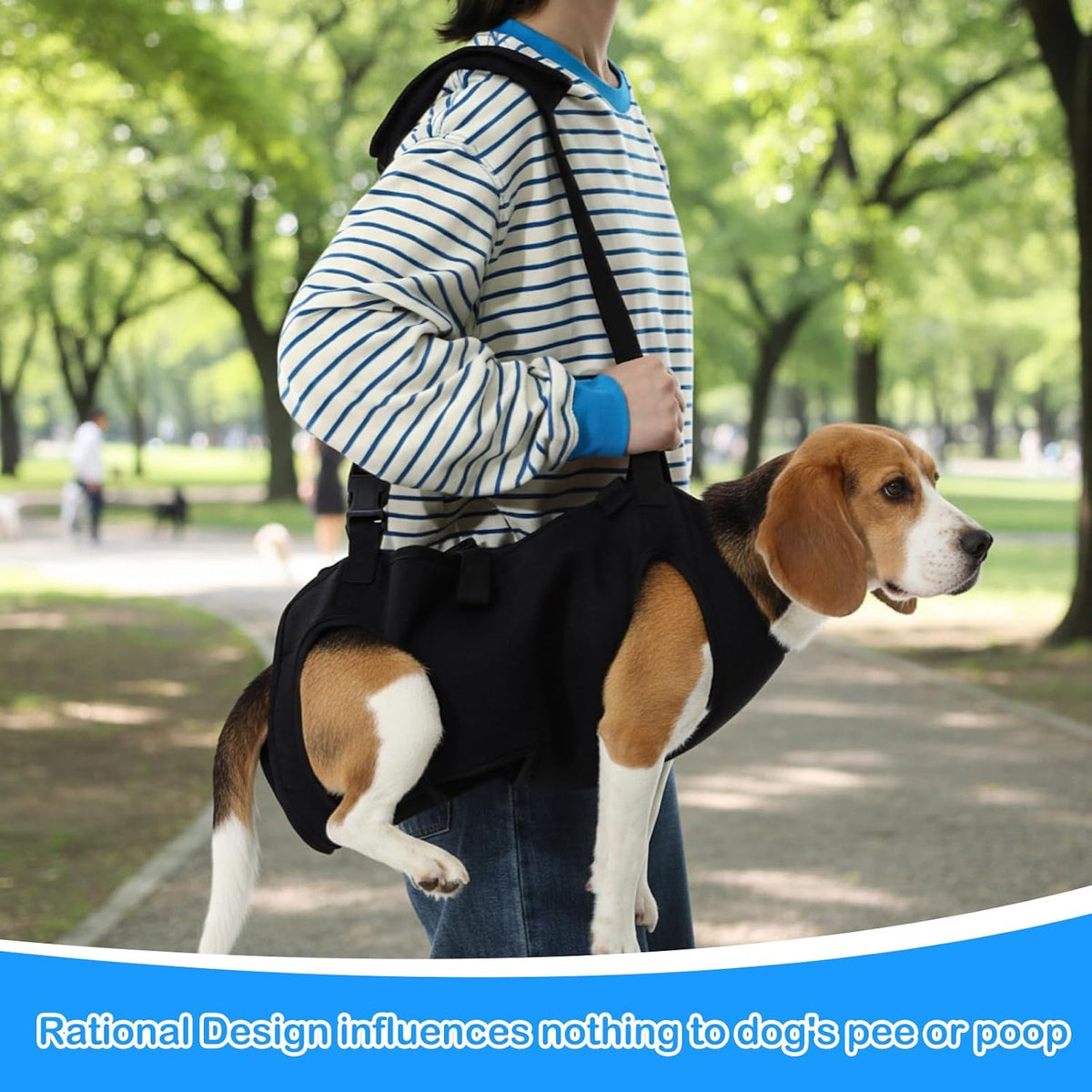 Shinylin Dog Carry Sling Emergency Backpack Pet Legs Support and Rehabilitation Dog Lift Harness Adjustable Lifting Straps Carrier for Senior Dogs Joint Injuries, Arthritis, Hiking, Skiing, Black(L) - Image 4