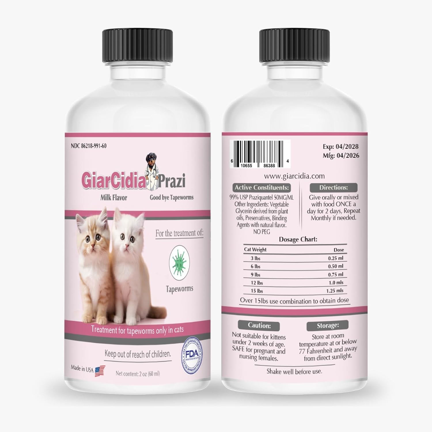 Giarcidia pet health supplement for kittens and adult cats