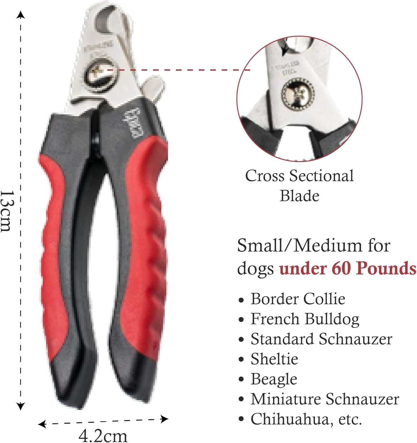 Epica dog nail trimmer showing stainless steel blades