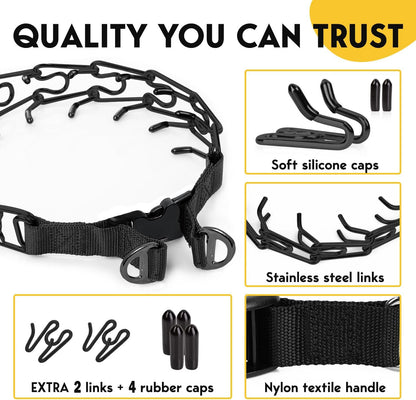 PetJett heavy duty canine training collar highlighting the secure bone shaped quick release buckle design
