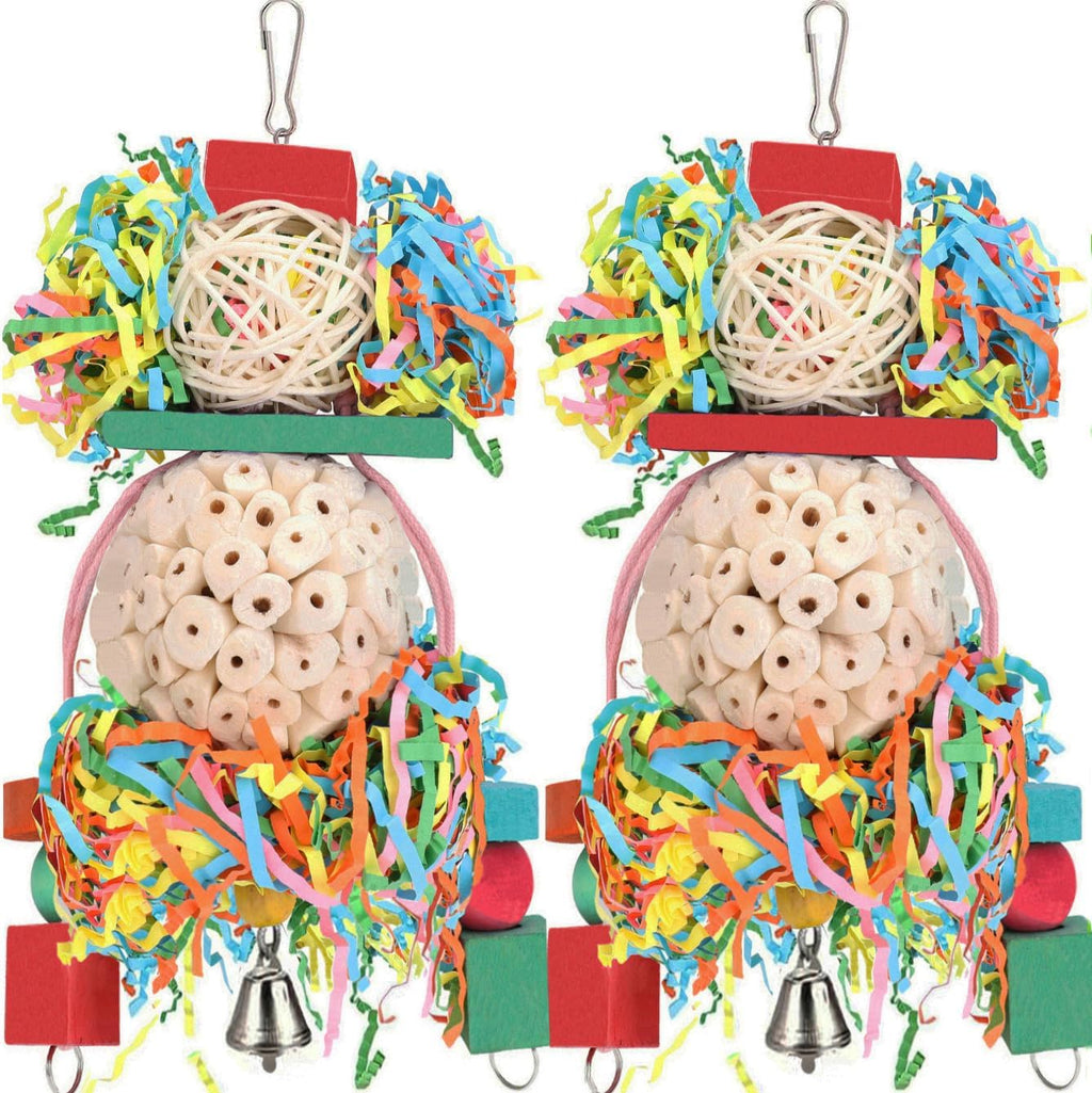 BBjinronjy Hanging Natural Sola Ball Bird Toys set of two front view