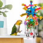 Full view of blue interactive parrot toy in packaging