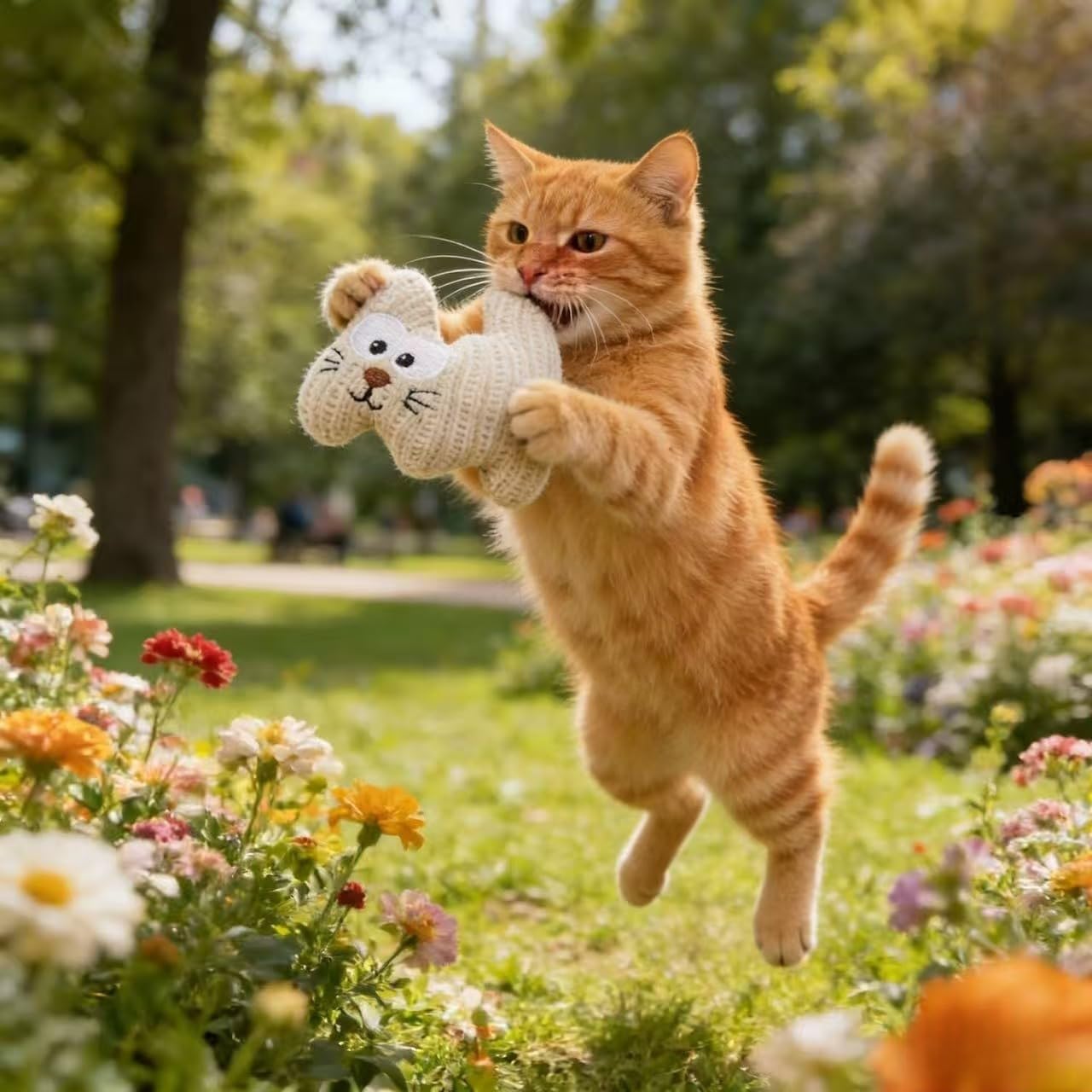 Two pack plush cat with kittens stuffed animal designed to reduce pet anxiety.
